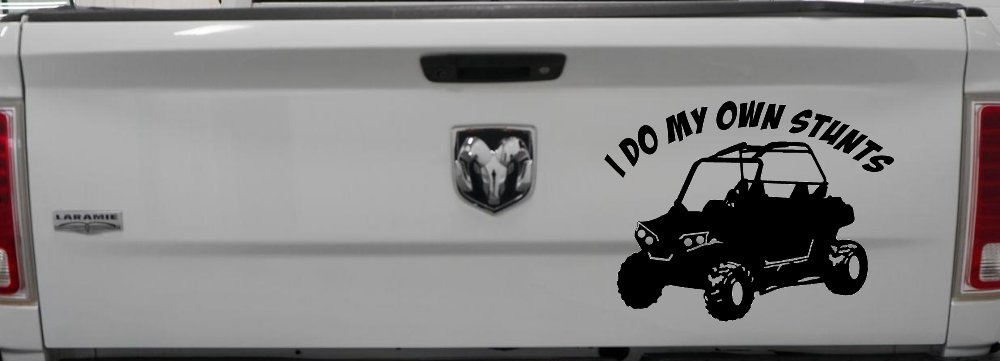 I Do My Own Stunts UTV Side By Side Off Road Car or Truck Window Decal Sticker (Black)