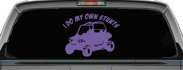 I Do My Own Stunts UTV Side By Side Off Road Car or Truck Window Decal Sticker (Purple)