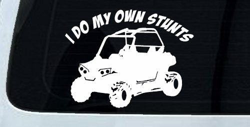 I Do My Own Stunts UTV Side By Side Off Road Car or Truck Window Decal Sticker (White)