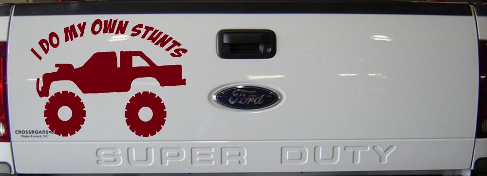 I Do My Own Stunts Truck Off Road Car or Truck Window Decal Sticker (Burgundy)