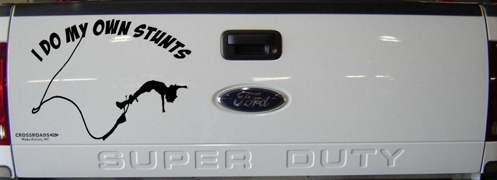I Do My Own Stunts Bungee Jump Sports Car or Truck Window Decal Sticker (Black)