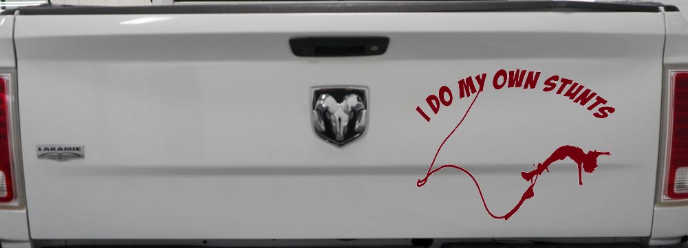I Do My Own Stunts Bungee Jump Sports Car or Truck Window Decal Sticker (Burgundy)