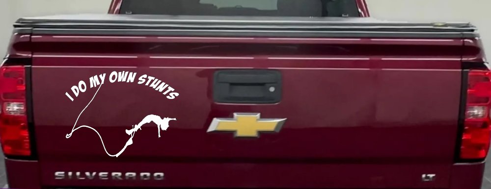 I Do My Own Stunts Bungee Jump Sports Car or Truck Window Decal Sticker