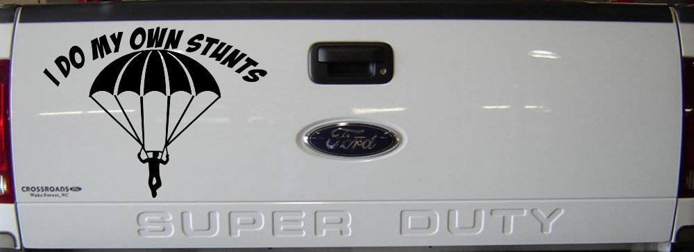 I Do My Own Stunts Skydiving Sports Car or Truck Window Vinyl Decal Sticker (Black)