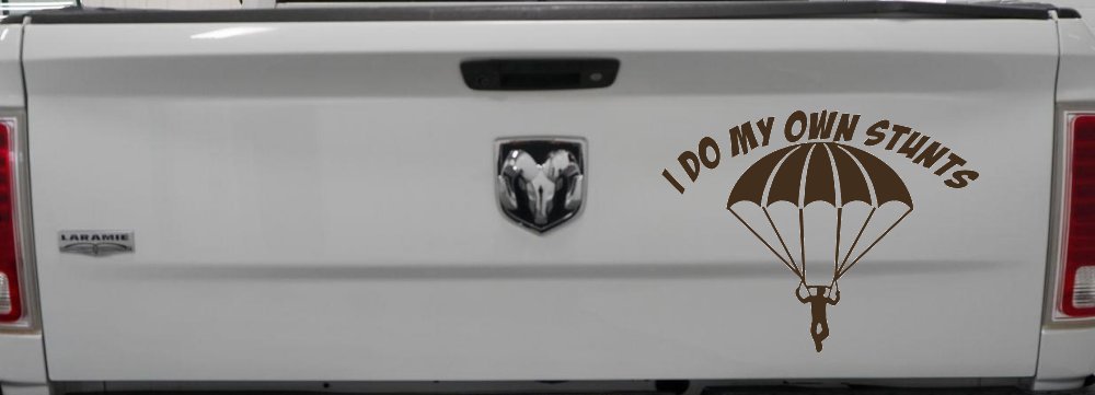 I Do My Own Stunts Skydiving Sports Car or Truck Window Vinyl Decal Sticker (Brown)