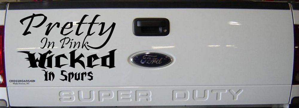 Pretty In Pink Wicked In Spurs Cowgirl Country Farm Ranch Rodeo  Car or Truck Window Decal Sticker (Black)