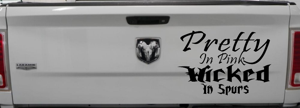 Pretty In Pink Wicked In Spurs Cowgirl Country Farm Ranch Rodeo  Car or Truck Window Decal Sticker