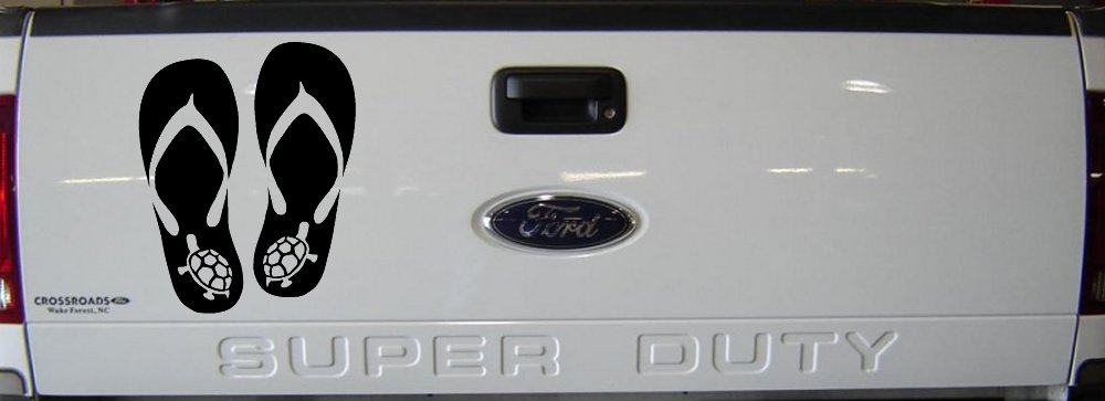 Flip Flops With Turtles Car or Truck Window Vinyl Decal Sticker (Black)