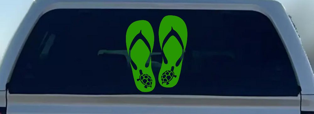 Flip Flops With Turtles Car or Truck Window Decal Sticker