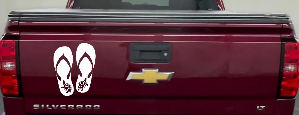 Flip Flops With Turtles Car or Truck Window Vinyl Decal Sticker (White)