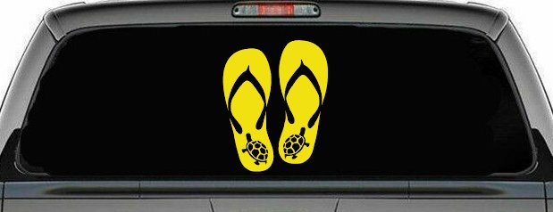 Flip Flops With Turtles Car or Truck Window Decal Sticker