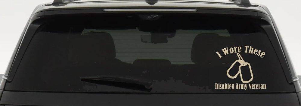 I Wore These Disabled Army Veteran Dog Tags Military Car or Truck Window Decal Sticker (Desert Sand)