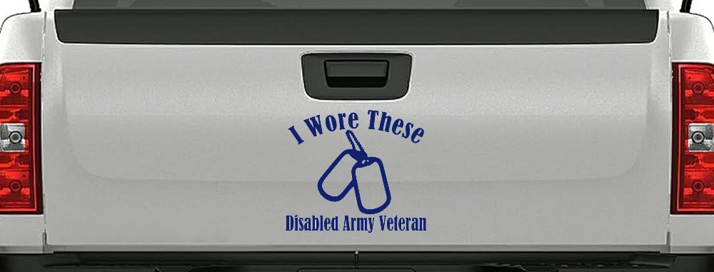I Wore These Disabled Army Veteran Dog Tags Military Car or Truck Window Vinyl Decal Sticker (Navy)