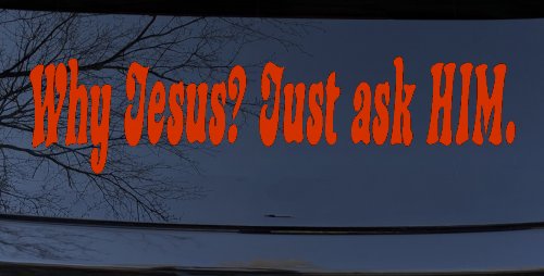 Why Jesus Just Ask Him Christian Car or Truck Window Decal Sticker (Orange Red)