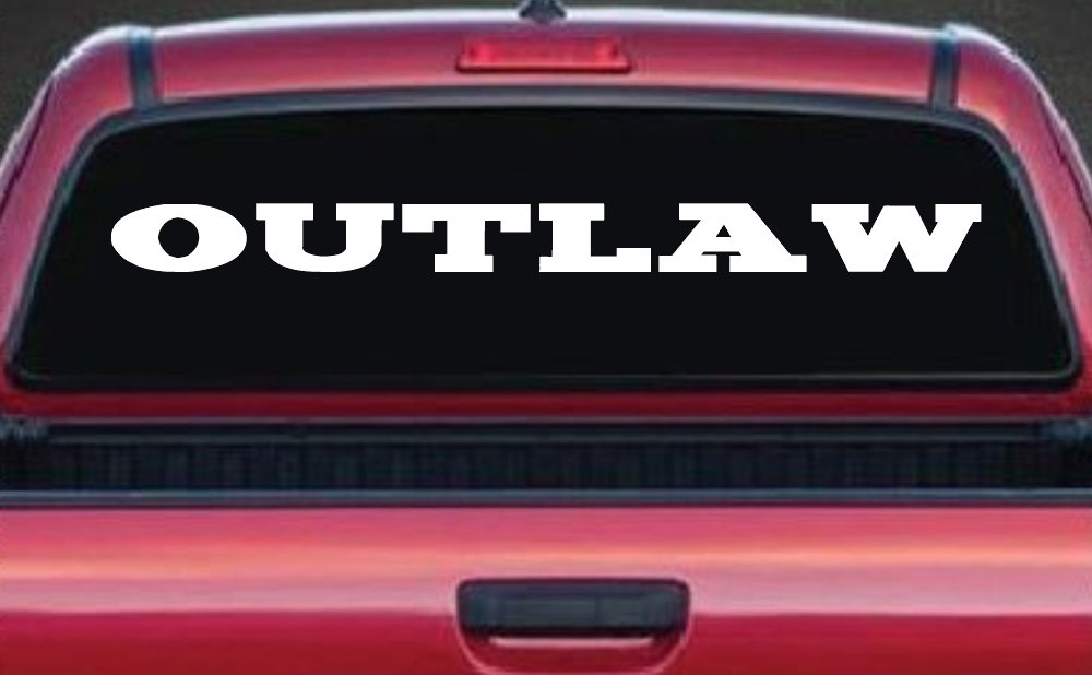 Outlaw Biker Car or Truck Window Decal Sticker (White)
