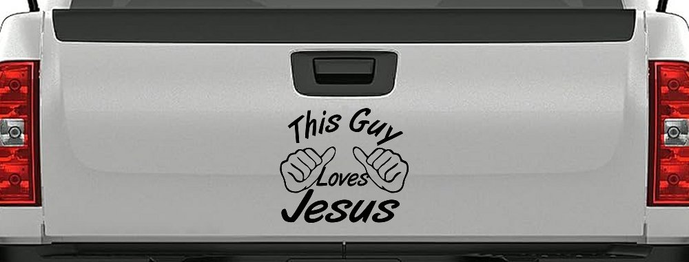 This Guy Loves Jesus God Christian Car or Truck Window Decal Sticker (Black)