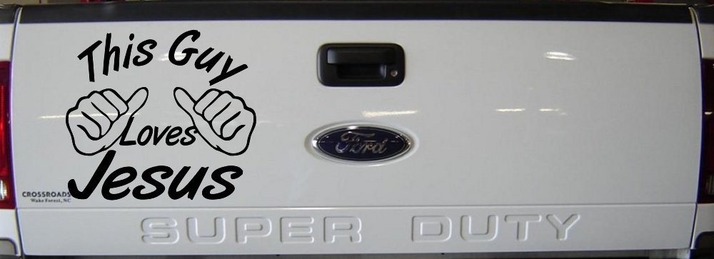 This Guy Loves Jesus God Christian Car or Truck Window Vinyl Decal Sticker (Black)
