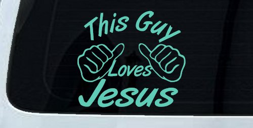 This Guy Loves Jesus God Christian Car or Truck Window Decal Sticker (Mint)