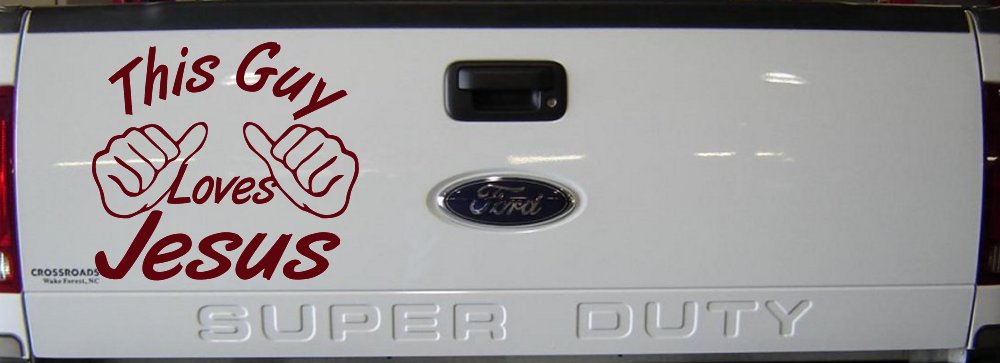 This Guy Loves Jesus God Christian Car or Truck Window Decal Sticker (Purple Red)