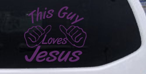 This Guy Loves Jesus God Christian Car or Truck Window Vinyl Decal Sticker (Violet)