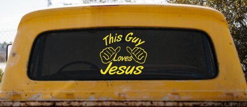 This Guy Loves Jesus God Christian Car or Truck Window Vinyl Decal Sticker (Yellow)