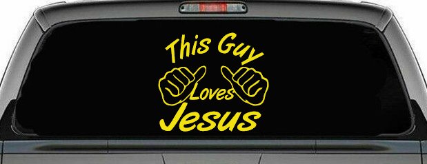 This Guy Loves Jesus God Christian Car or Truck Window Decal Sticker (Yellow)