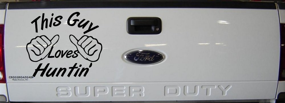 This Guy Loves Hunting Car or Truck Window Decal Sticker (Matte Black)