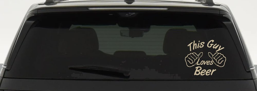 This Guy Loves Beer Car or Truck Window Decal Sticker (Desert Sand)