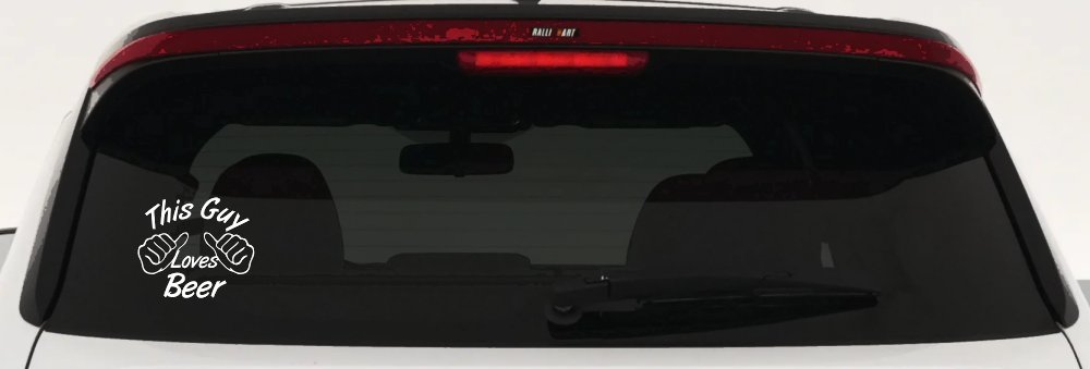 This Guy Loves Beer Car or Truck Window Vinyl Decal Sticker (White)