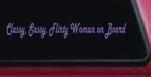 Classy Sassy Flirty Woman on Board Car or Truck Window Vinyl Decal Sticker (Purple)