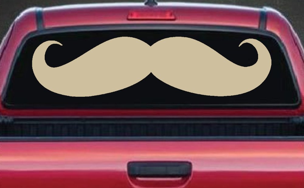 Handlebar Mustache Funny Car or Truck Window Decal Sticker (Desert Sand)