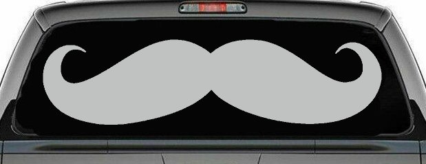 Handlebar Mustache Funny Car or Truck Window Decal Sticker (Light Gray)