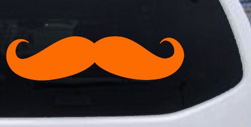 Handlebar Mustache Funny Car or Truck Window Vinyl Decal Sticker (Orange)