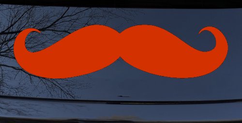 Handlebar Mustache Funny Car or Truck Window Decal Sticker (Orange Red)