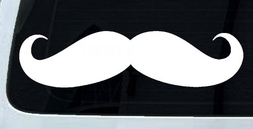 Handlebar Mustache Funny Car or Truck Window Decal Sticker (White)