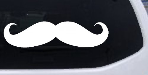 Handlebar Mustache Funny Car or Truck Window Decal Sticker (White)