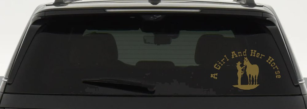 A Girl and Her Horse Cowgirl Country Farm Ranch Rodeo Car or Truck Window Decal Sticker (Gold)