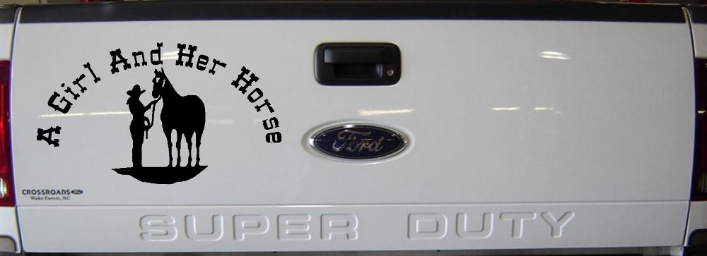 A Girl and Her Horse Cowgirl Country Farm Ranch Rodeo Car or Truck Window Vinyl Decal Sticker (Matte Black)