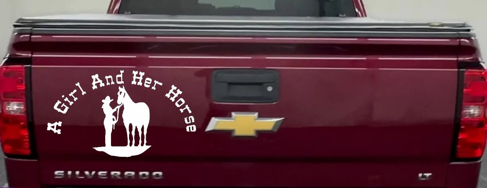 A Girl and Her Horse Cowgirl Country Farm Ranch Rodeo Car or Truck Window Decal Sticker (White)