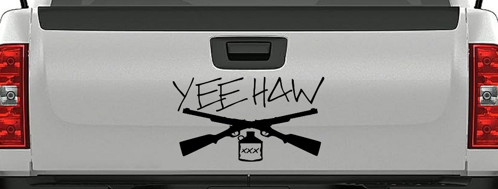 Yee Haw Guns Moonshine Car or Truck Window Decal Sticker (Black)