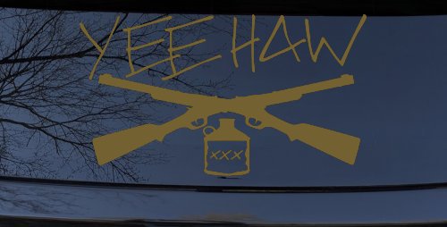 Yee Haw Guns Moonshine Car or Truck Window Decal Sticker
