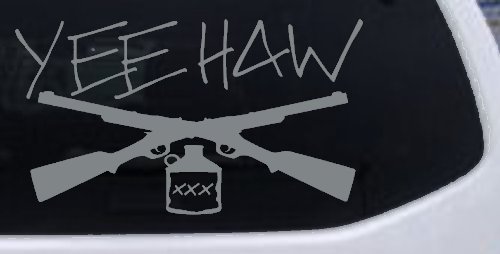 Yee Haw Guns Moonshine Car or Truck Window Decal Sticker (Telegrey)