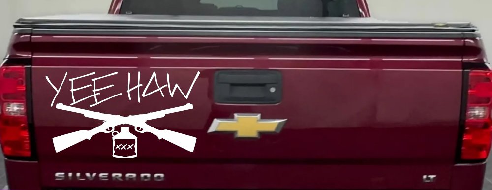 Yee Haw Guns Moonshine Car or Truck Window Decal Sticker