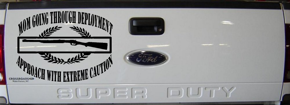 Mom Going Through Deployment Crest Military Car or Truck Window Decal Sticker (Black)