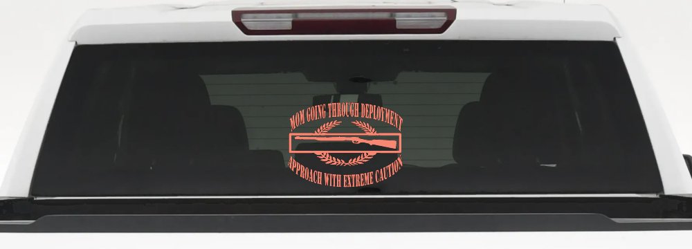 Mom Going Through Deployment Crest Military Car or Truck Window Decal Sticker (Coral)