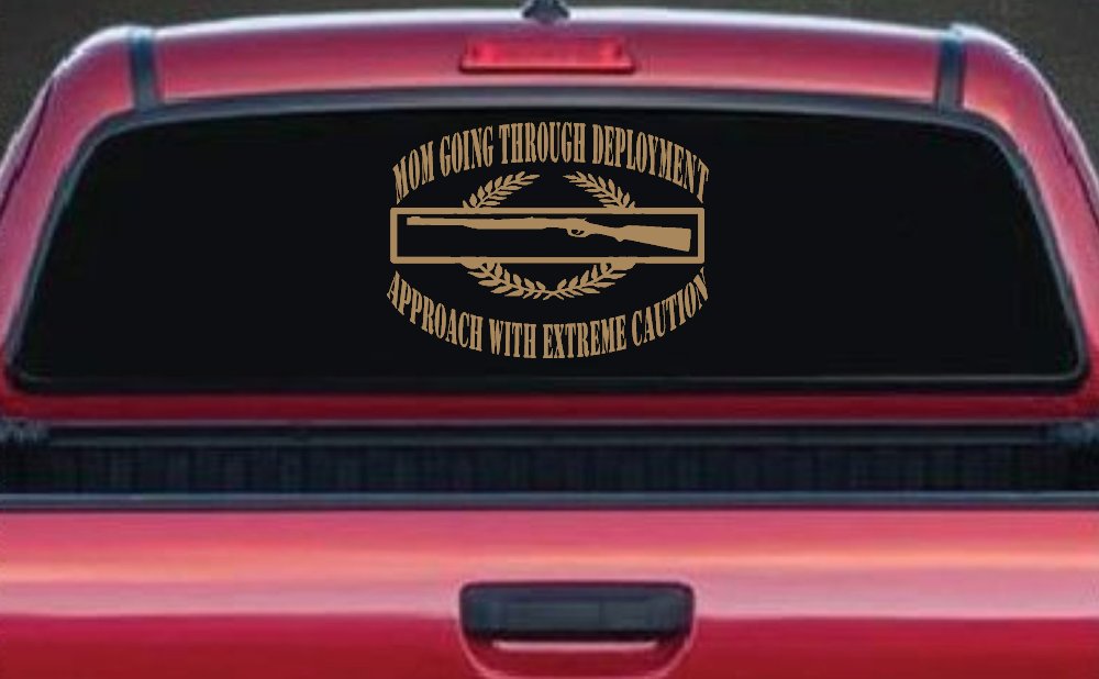 Mom Going Through Deployment Crest Military Car or Truck Window Vinyl Decal Sticker (Light Brown)
