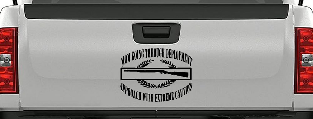 Mom Going Through Deployment Crest Military Car or Truck Window Vinyl Decal Sticker (Matte Black)