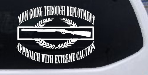 Mom Going Through Deployment Crest Military Car or Truck Window Decal Sticker (White)