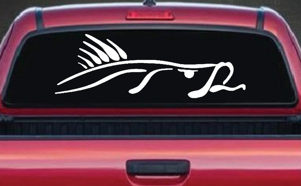 Bass Fish Fishing Car or Truck Window Vinyl Decal Sticker (White)