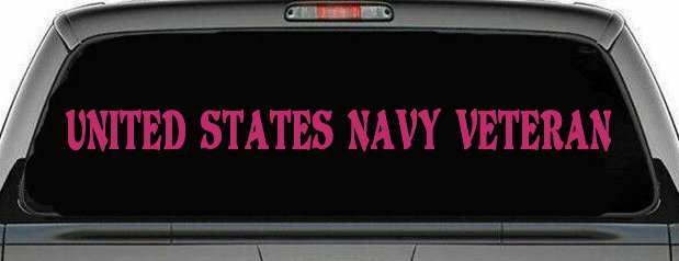 United States Navy Veteran Military Car or Truck Window Decal Sticker (Hot Pink)